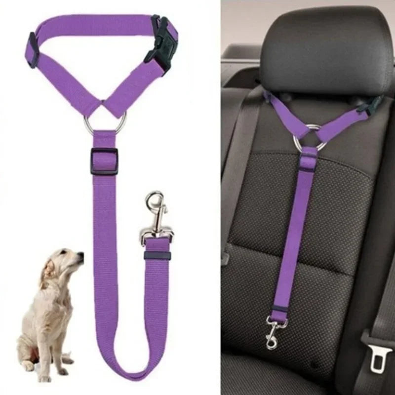 Solid Color Two-in-one Pet Car Nylon Seat Belt
