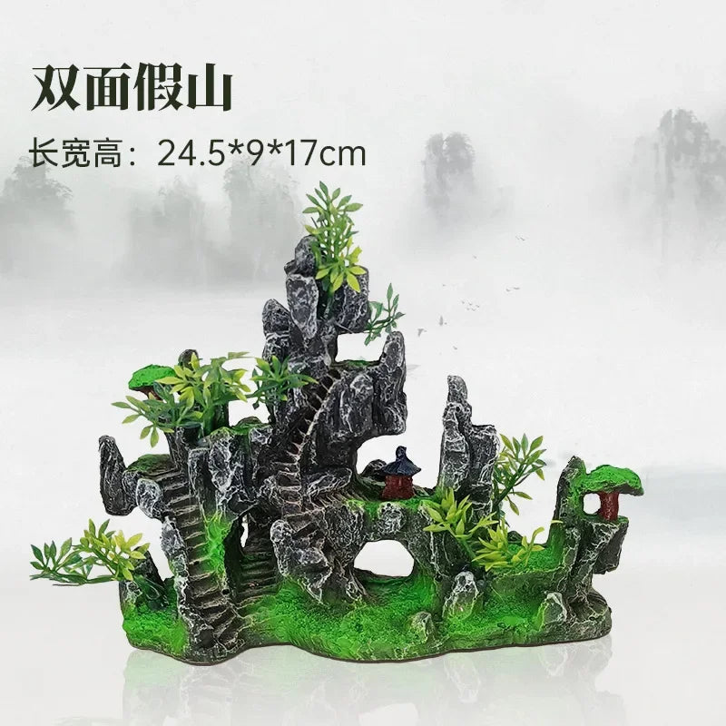 1pcs Rockery Aquarium Accessories Decorations Fish Tank Landscaping Resin Hill Hanging Bridge View Ornament Fish Tank Decoration