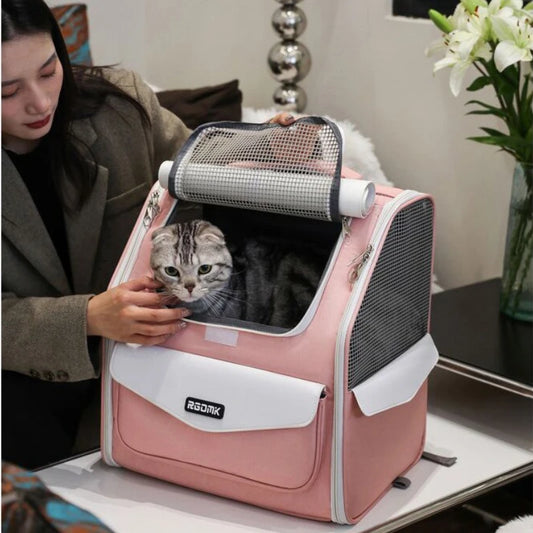 Large Capacity Cat Basket Convenient Outgoing Shoulder Bags Folding Breathable Transport Case Silent Pulley Pet Stroller