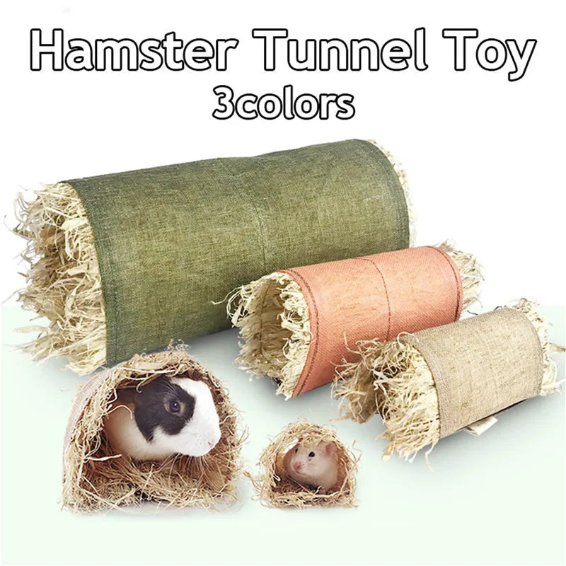 Foldable Woven Rabbit Cages Pets Hamster Guinea Pig Bunny Grass Chew Toy Mat House Bed Nests for Small Animal Rabbit Accessories