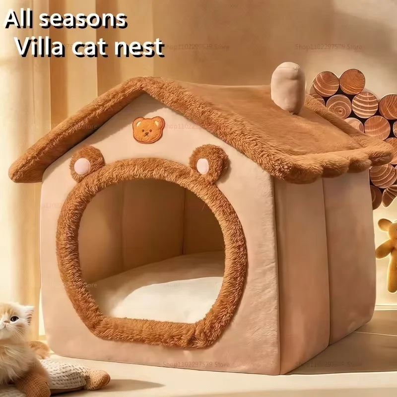 2025 New houses And habitats Four Seasons Pet House Cozy Winter Shelter for Small Dogs Cats, Cat House Style with Removable Wash