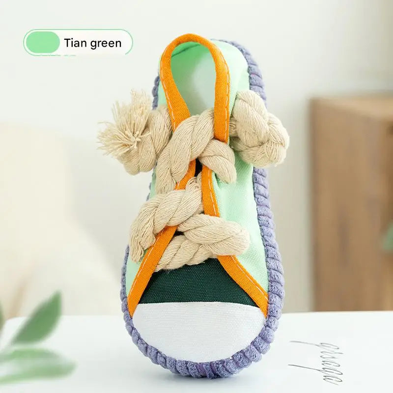 Dog Slippers Shape Squeak Toy Teeth Grinding Bite Resistant Shoes Toy With Cotton Rope Pet Chewing Toys Dog Toys Dog Accessories