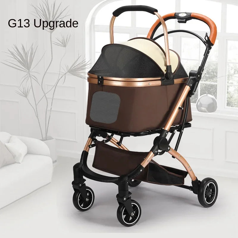 Lightweight Foldable Pet Stroller Small Dog Stroller Detachable Pet Stroller Universal for Cats and Dogs Foldable Pet Car