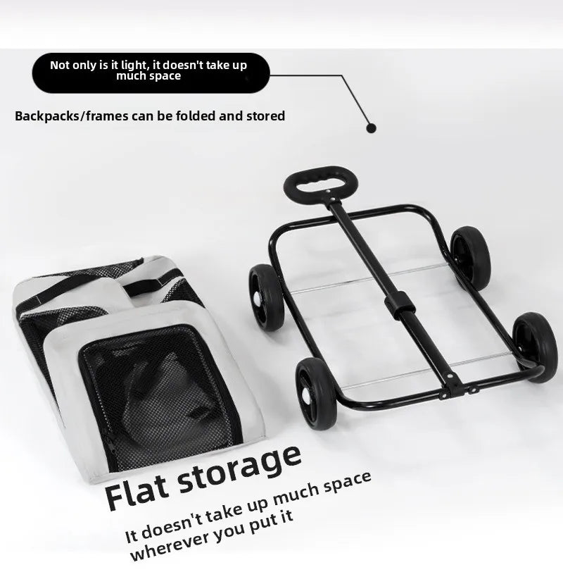 Small Pet Stroller Portable Folding Travel Outdoor Vehicle for Dogs Cats Carriers Multifunctional Pet Products Accessories