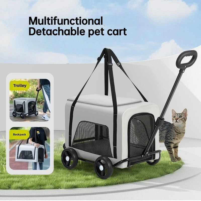 Small Pet Stroller Portable Folding Travel Outdoor Vehicle for Dogs Cats Carriers Multifunctional Pet Products Accessories