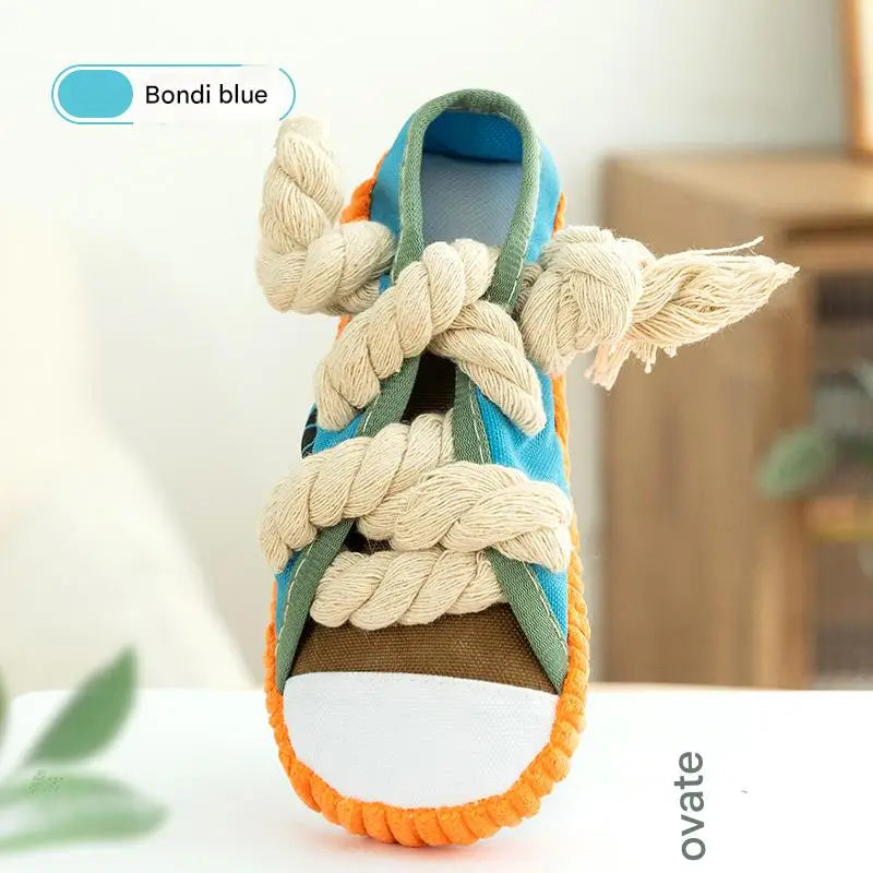 Dog Slippers Shape Squeak Toy Teeth Grinding Bite Resistant Shoes Toy With Cotton Rope Pet Chewing Toys Dog Toys Dog Accessories