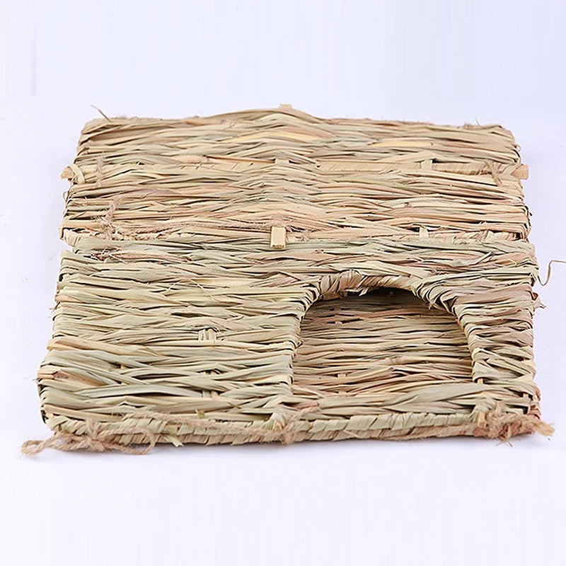 Foldable Woven Rabbit Cages Pets Hamster Guinea Pig Bunny Grass Chew Toy Mat House Bed Nests for Small Animal Rabbit Accessories