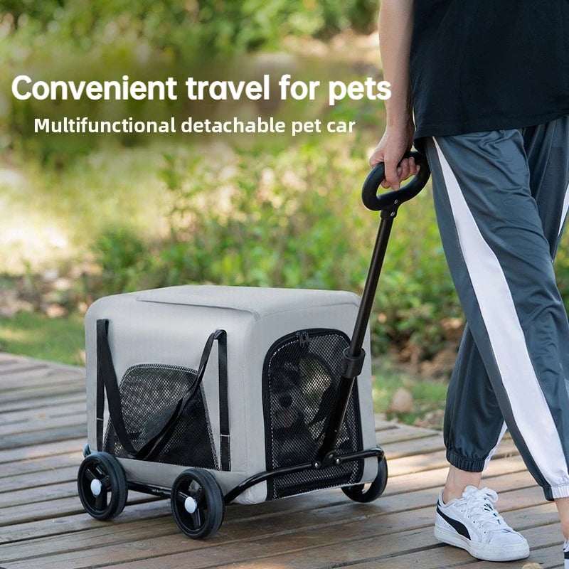 Small Pet Stroller Portable Folding Travel Outdoor Vehicle for Dogs Cats Carriers Multifunctional Pet Products Accessories