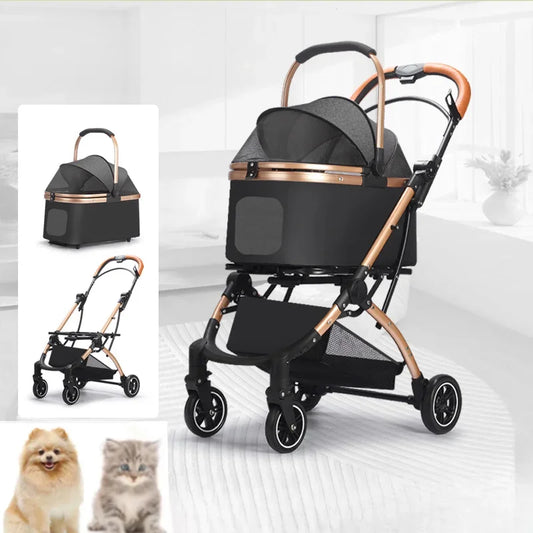 Lightweight Foldable Pet Stroller Small Dog Stroller Detachable Pet Stroller Universal for Cats and Dogs Foldable Pet Car