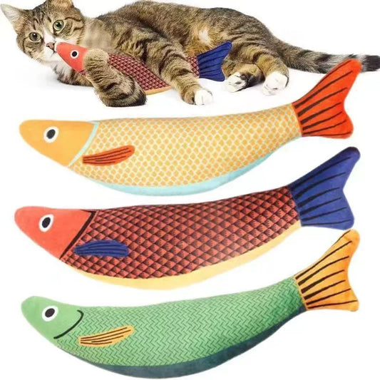 Cat Toy Catnip 3D Simulation Fish Saury Goldfish Kitten Toys Pillowfish Interactive Sounding Cat Chew Bite Plush Toy Cat Supply