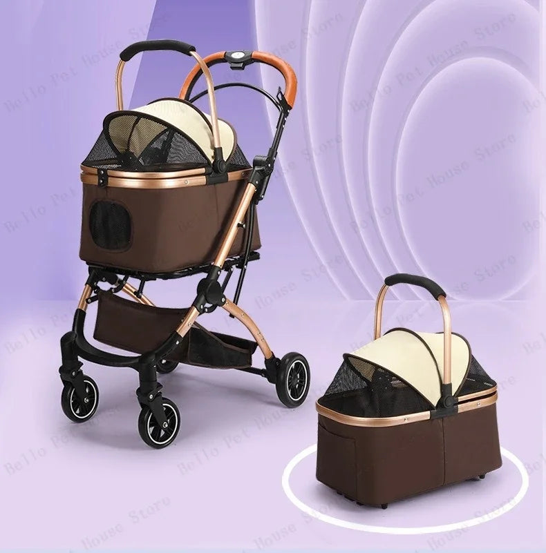 Lightweight Foldable Pet Stroller Small Dog Stroller Detachable Pet Stroller Universal for Cats and Dogs Foldable Pet Car