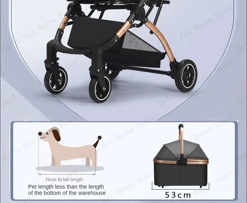 Lightweight Foldable Pet Stroller Small Dog Stroller Detachable Pet Stroller Universal for Cats and Dogs Foldable Pet Car
